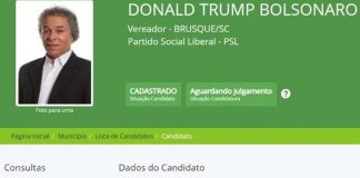 Candidato a vereador se registrou como Donald Trump Bolsonaro