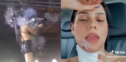 VÍDEO – Após soltar canhão de confetes no próprio rosto em festa, DJ fica ferida em Balneário Camboriú