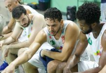 Tempo do Brusque Basquete no jogo contra a Apab Blumenau, peelo Campeonato Brasileiro