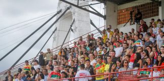 Torcida do Brusque no jogo contra o Figueirense, em 11/03/2023, pelo Campeonato Catarinense