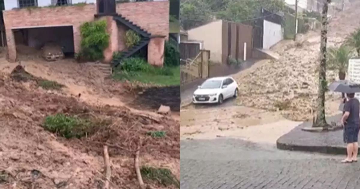 VÍdeo Grande Deslizamento De Terra Em Blumenau Atinge Diversas Casas 