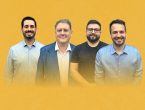 André Vechi, Cedenir Simon, Danilo Visconti e João Martins no debate com os candidatos a prefeito de Brusque